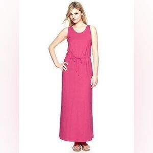 3/$20 GAP Tank Maxi Dress Sleeveless Elastic Drawstring Barbie Pink Womens XS